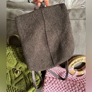 The cutest wool and leather Brown Women's Backpack